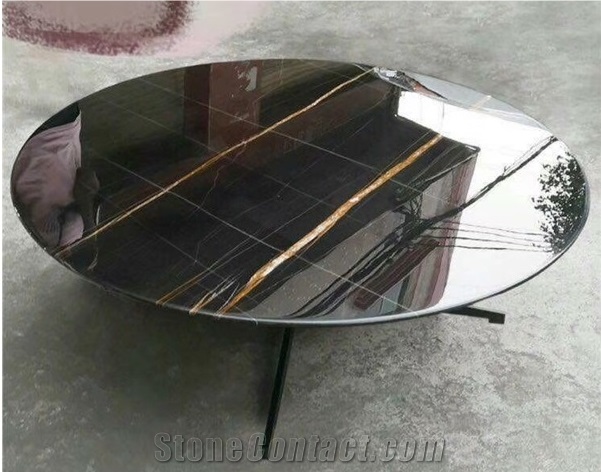 Silver Dragon Black Marble Polished Table Top