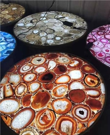 White Agate Artificial Stone Table Tops  Resin Tabletops