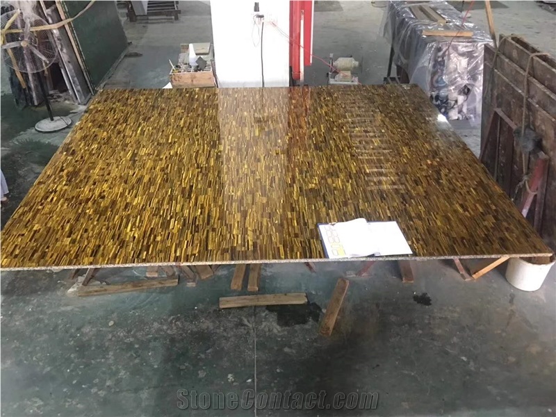 Yellow Tiger Eye Agate Polished Bistro Table Tops