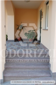 Delgorsa Porphyry Stair Treads, Porfido Di Albiano Sawn or Split Edge Steps