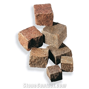 Porphyry Cubes, Mixed Color Cobble Stone, Pavers, Patio Cubes, Road Cobbles