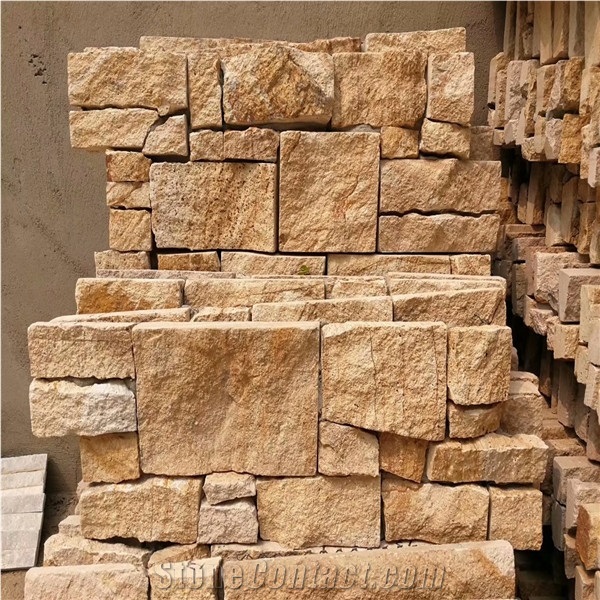Beige Sandstone Culture Stone, Garden Wall