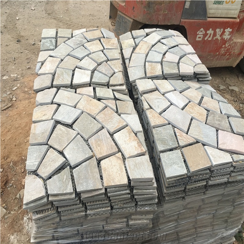 Flooring Mat Meshed Stone Tile Beige Slate