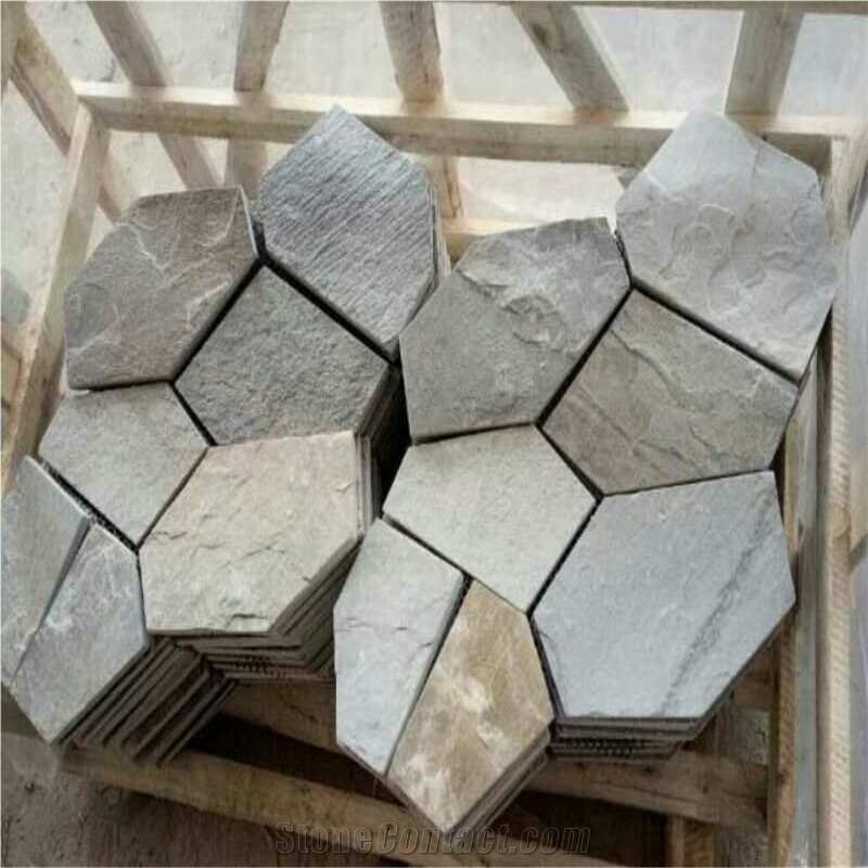 Flooring Mat Meshed Stone Tile Beige Slate