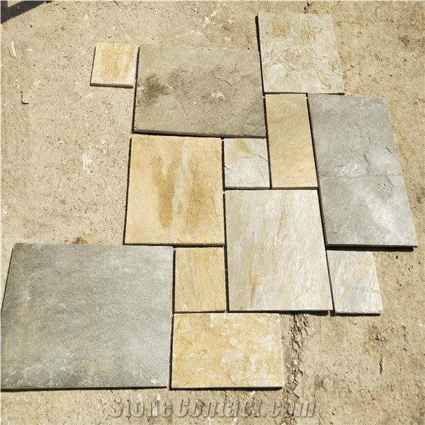 Golden Yellow Natural Slate Paving Stone Tiles