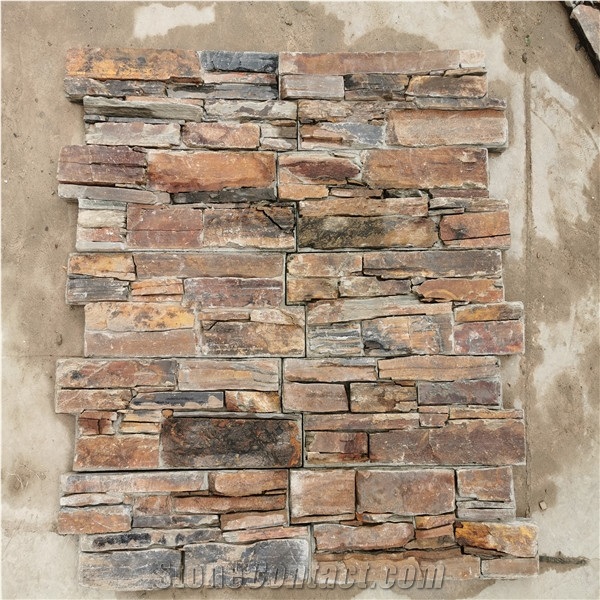 Multicolour Slate Wall Stone Panel with Cement