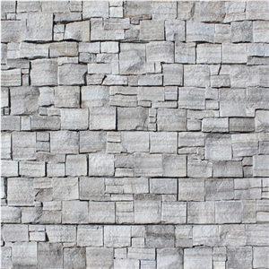 Smoky White Marble Stack Stone Veneer Wall