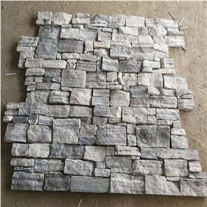 Smoky White Marble Stack Stone Veneer Wall