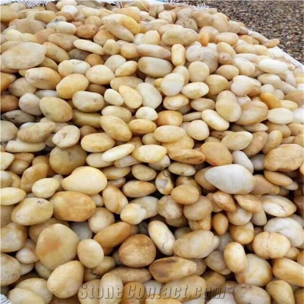 Yellow Round River Stone Landscaping Pebble Stone