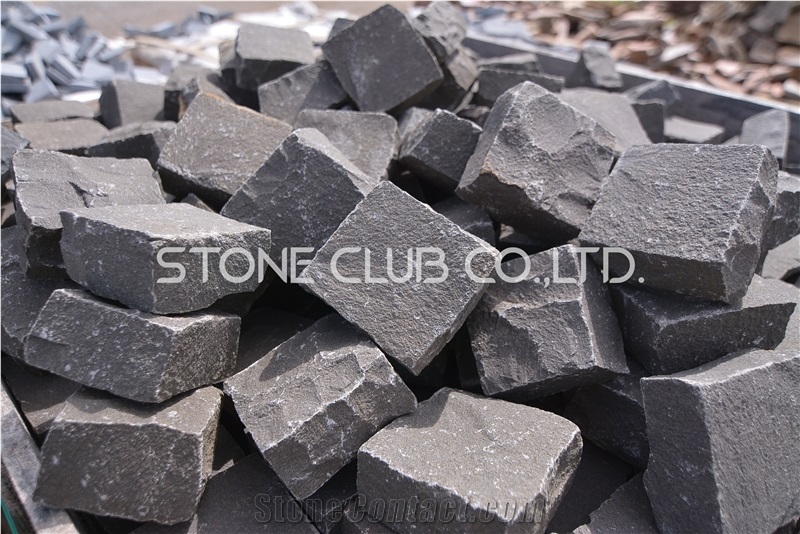 Cobblestone Black Basalt Cube Stone