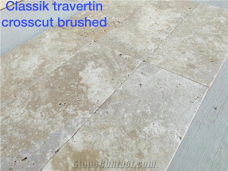 Classic Travertine Tiles Crosscut Brushed
