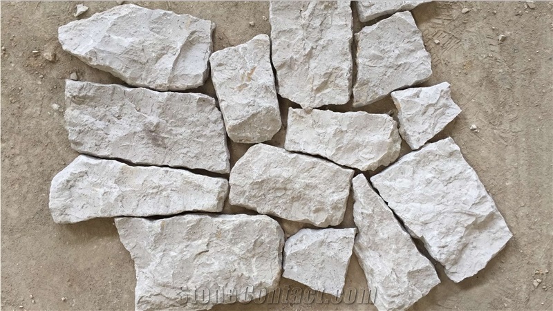 White Limestone Random Crazy Loose Wall Cladding