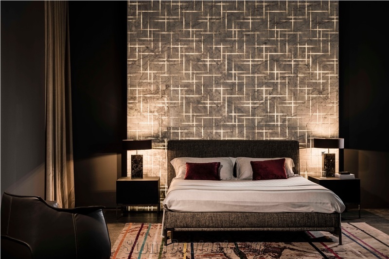 Luxury Backlit Marble Design Wall Textures Bedroom