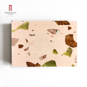 Pink Natural Stone Chips Terrazzo Tiles
