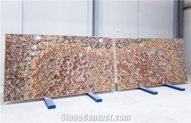 Red Onyx Slabs, 2cm, Bookmatched