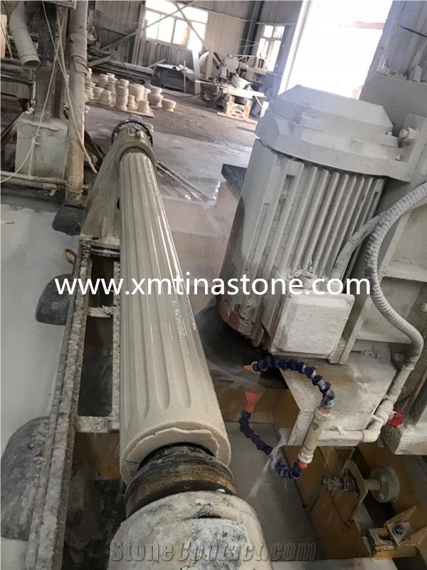 Beige Color Marble Column Yellow Color Stone