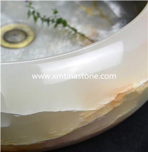 White Onyx Stone Sinks Bathroom Basin
