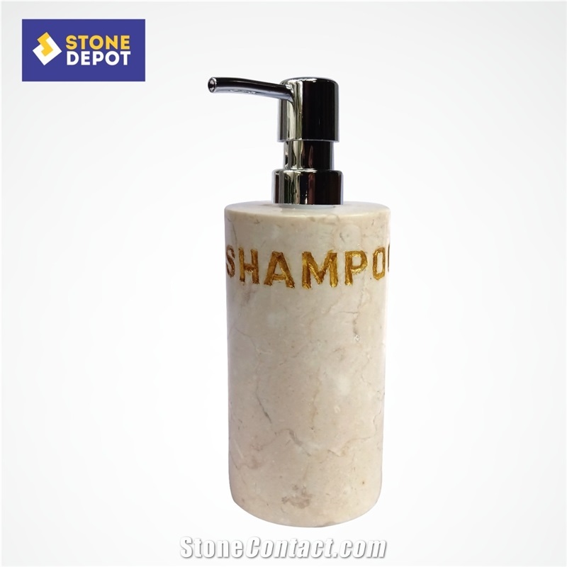 Beige Marble Bathroom Shampoo Dispenser