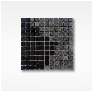 Black Lava Stone Pool Mosaic Tile - 2,5x2,5cm - Wet