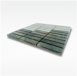 Green Sukabumi Stone Mosaic Tile - 2,5x10cm - Wet