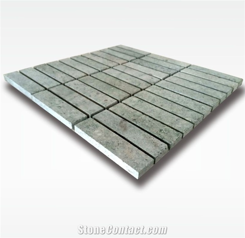 Green Sukabumi Stone Swimming Pool Mosaic Tile - 2,5x10cm - Dry