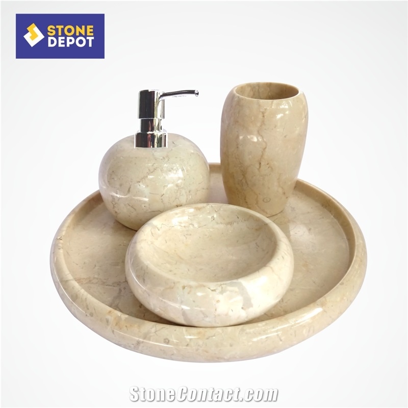Java Beige Marble Bathroom Set Soap Dish