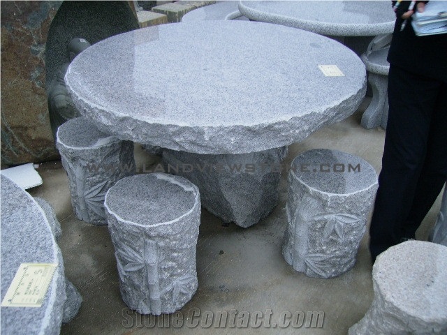 Grey Yellow Granite Graden Bench Table Chair