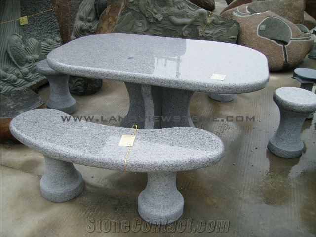 Grey Yellow Granite Graden Bench Table Chair