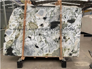Ice Green Bookmatched Polished Slabs, White Beauty