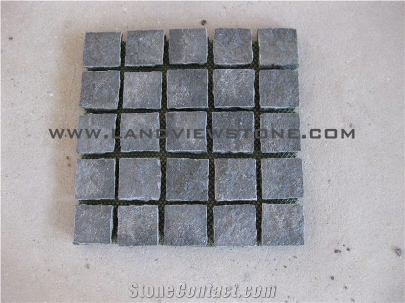 Stoma Basalt Black Pearl G684 Cobble Stone on Mesh