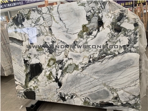 White Beauty Ice Green Marble Slab Bookmatched