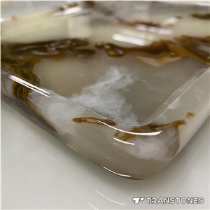 Translucent Polished Artificial Onyx Trays