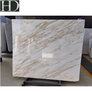 Chinese White Marble with Gold Veins Volakas Slab