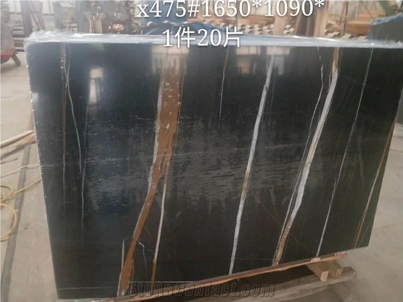 Nero St Laurent Black and Gold Marble Slabs&Tiles