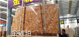 China Amber Gold Marble Floor Stone Tiles Slabs