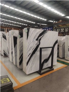 White and Black Panda Marble Book Match Slabs