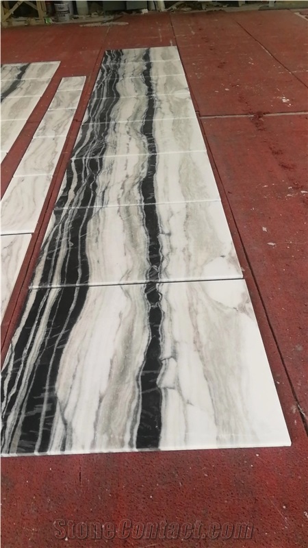 White and Black Panda Marble Book Match Slabs