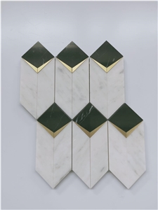 Carrara White Marble Irregular Metal Mosaic Tile