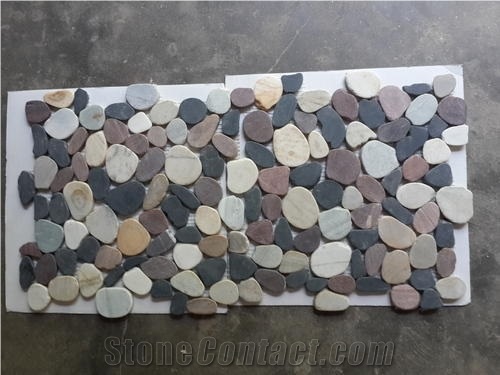 Multicolor Natural Marble Pebble Mosaic Tile