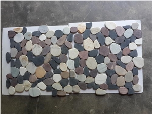 Multicolor Natural Marble Pebble Mosaic Tile