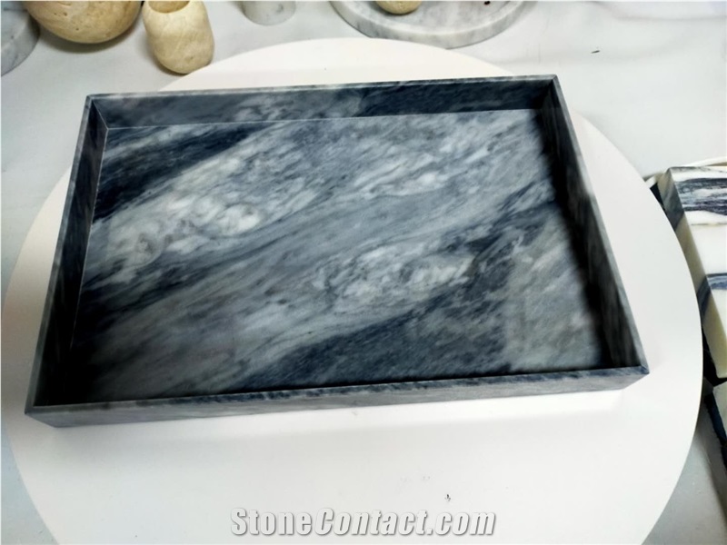 Natural Marble Tray Plates Rectangle Food Dishes