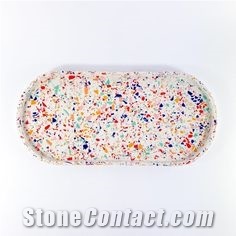 Terrazzo Oval Tray Multicolor Polished Kitchen Set