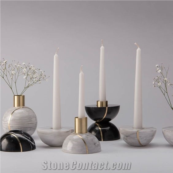 White Marble Candle Holders Home Decoravite