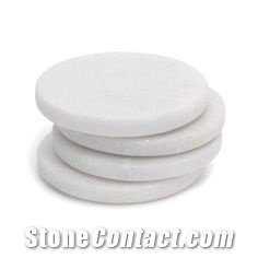 White Marble Tray Round Coaster Kitchen Plates