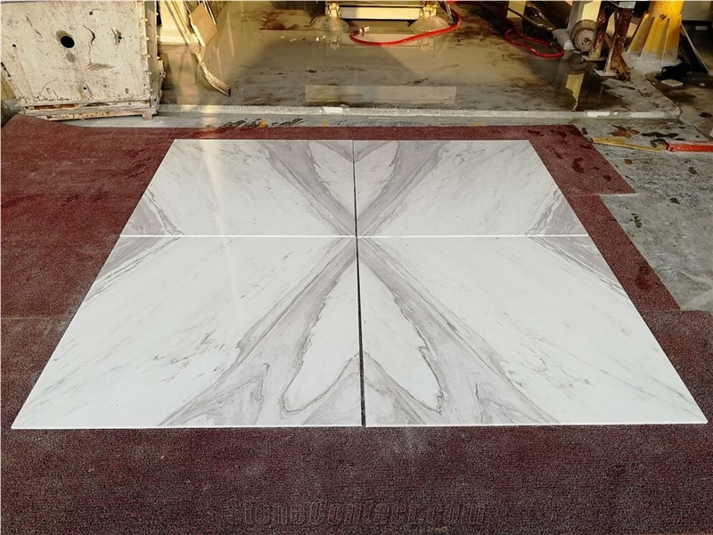 Elegant Volakas White Slabs Tiles with Grey Veins