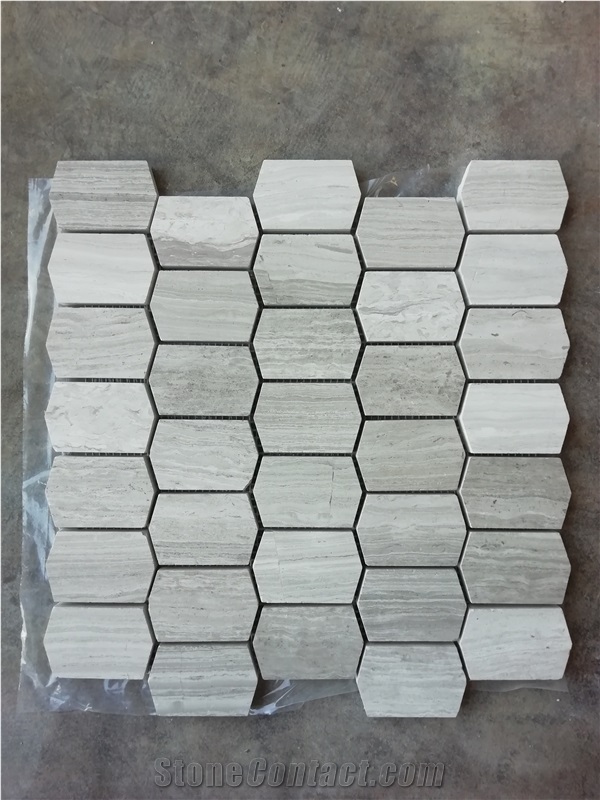 Chinese White Wooden Marble Mosaic