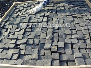 Black Basalt Cobble Pavers Paving Mats Cubestone