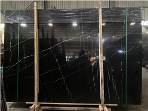China Marquina Marble Black White Veins Slabs