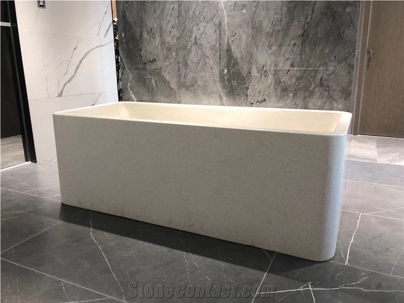 White Classic Rectangle Terrazzo Bathtubs