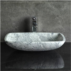 Rectangle Carrara White Marble Wash Basin Sink